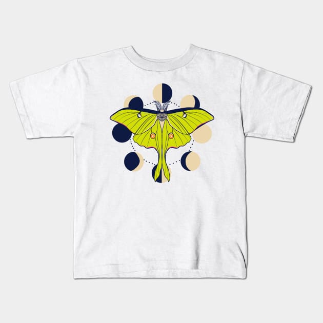 Celestial moon moth Kids T-Shirt by suzzincolour